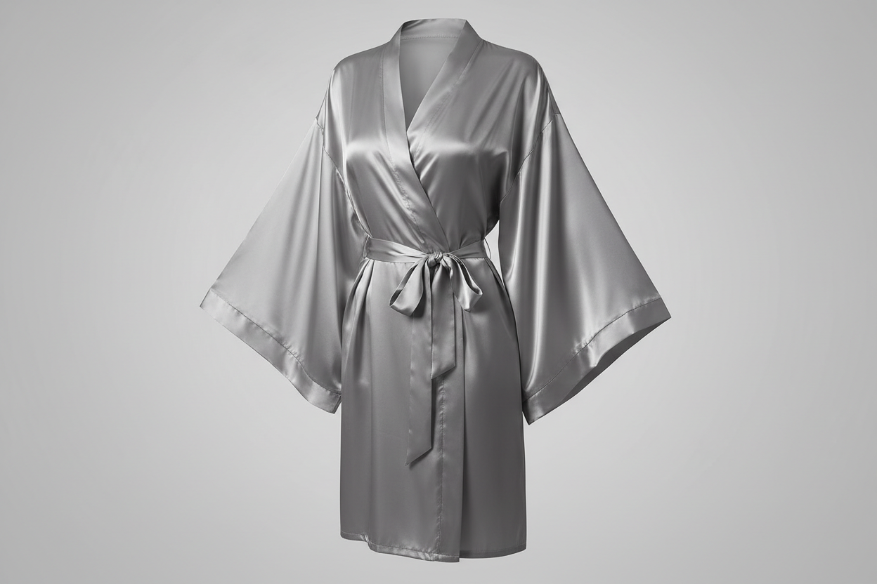 Gray bridal satin robe