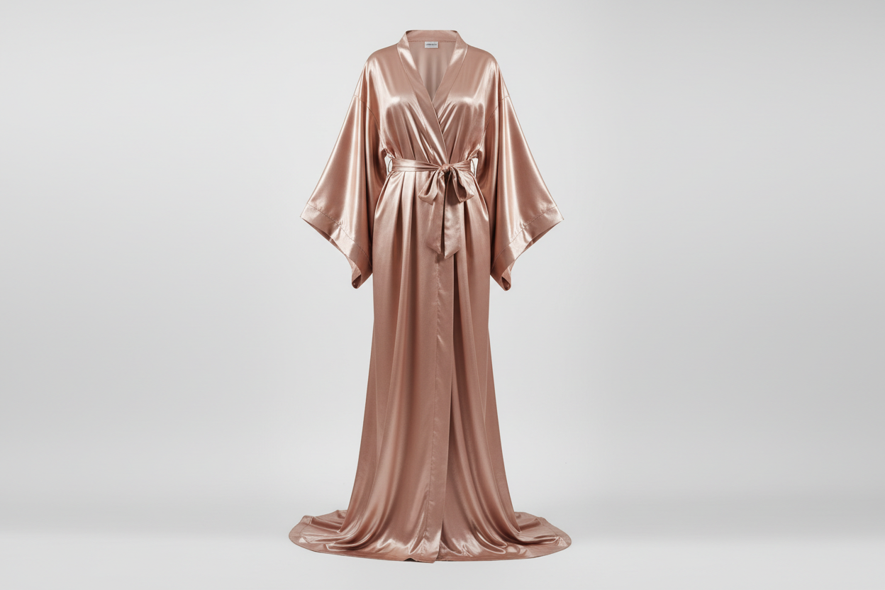 Rose gold bridal satin robe