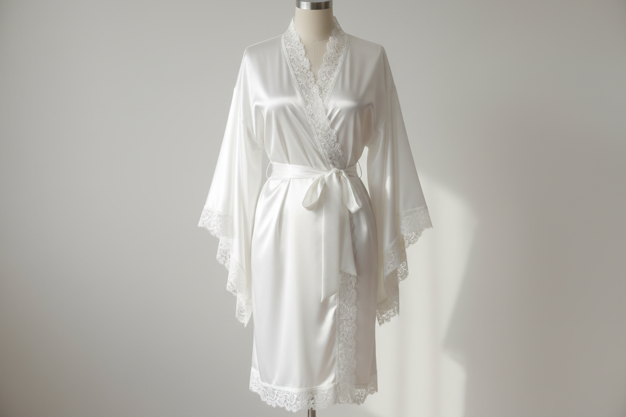 White satin bridal robe